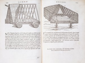 1590年に出版された「Della Architettura」から現場にプレハブ屋根を輸送する方法 作： Giovanni Antonio Rusconi